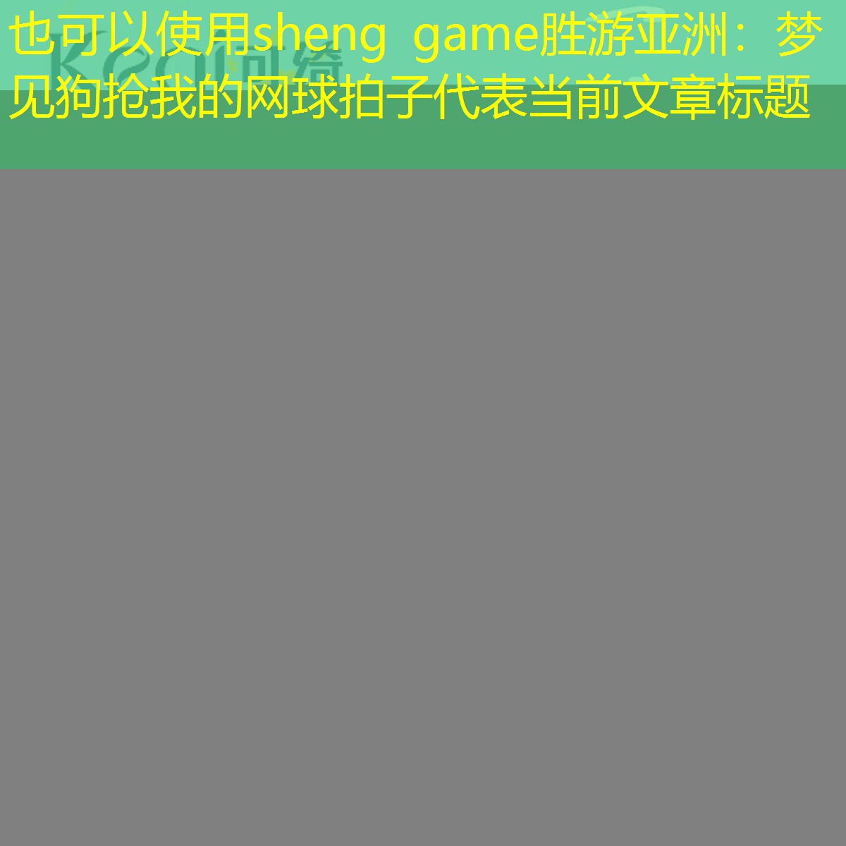 sheng game勝游亞洲：夢(mèng)見(jiàn)狗搶我的網(wǎng)球拍子